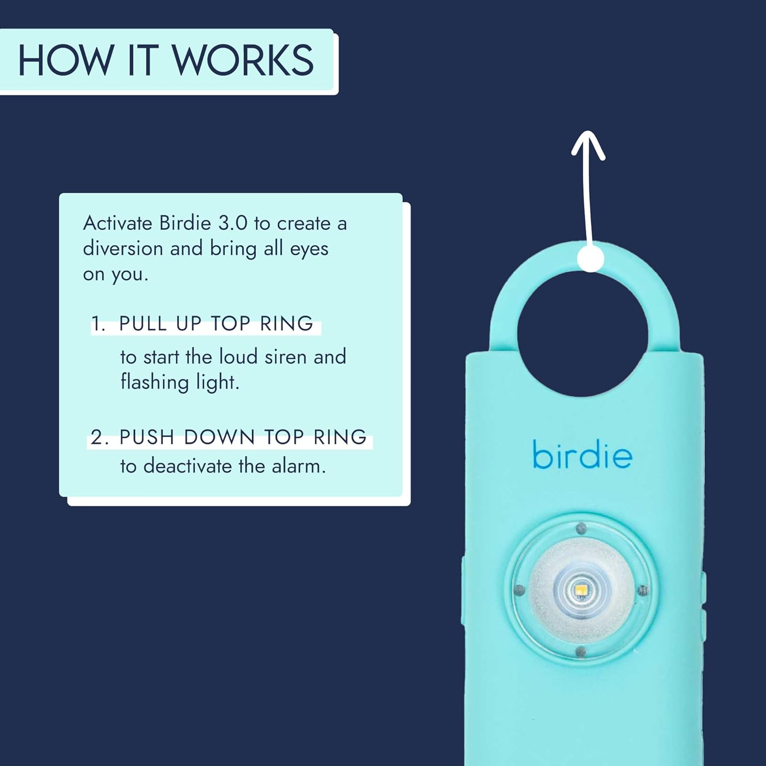 She’s Birdie 3.0 New Version – The Original Personal Safety Alarm for Women by Women–Loud Siren, Flash Light and Rechargeable Battery in a Variety of Colors (Aqua Blue) - Image 4